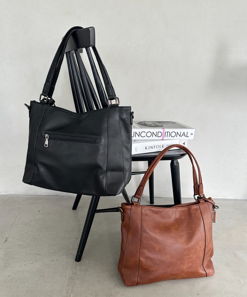 MYMOOD.(マイムード)の「【A4収納可能/通勤/通学】PU2WAYショルダーバッグ トートバッグ(ショルダーバッグ・レディース・ブラウン/ブラック・FREE)」の15枚目の写真