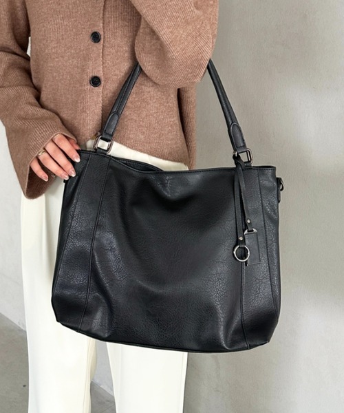 MYMOOD.(マイムード)の「【A4収納可能/通勤/通学】PU2WAYショルダーバッグ トートバッグ(ショルダーバッグ・レディース・ブラウン/ブラック・FREE)」の8枚目の写真