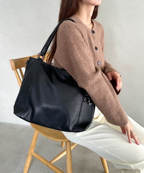 MYMOOD.(マイムード)の「【A4収納可能/通勤/通学】PU2WAYショルダーバッグ トートバッグ(ショルダーバッグ・レディース・ブラウン/ブラック・FREE)」の10枚目の写真