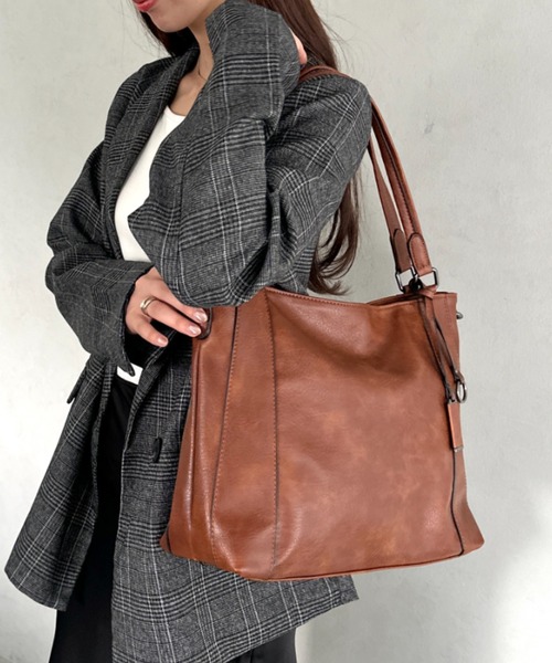 MYMOOD.(マイムード)の「【A4収納可能/通勤/通学】PU2WAYショルダーバッグ トートバッグ(ショルダーバッグ・レディース・ブラウン/ブラック・FREE)」の18枚目の写真