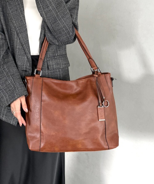 MYMOOD.(マイムード)の「【A4収納可能/通勤/通学】PU2WAYショルダーバッグ トートバッグ(ショルダーバッグ・レディース・ブラウン/ブラック・FREE)」の21枚目の写真