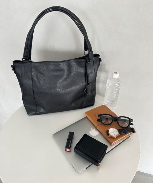 MYMOOD.(マイムード)の「【A4収納可能/通勤/通学】PU2WAYショルダーバッグ トートバッグ(ショルダーバッグ・レディース・ブラウン/ブラック・FREE)」の3枚目の写真