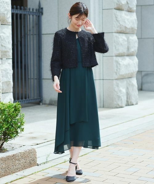 Jolie et Jolie(ジョリーエジョリー)の「フリンジニットボレロ(カーディガン/ボレロ・レディース・アイボリー/ブラック・L/M/LL)」の12枚目の写真