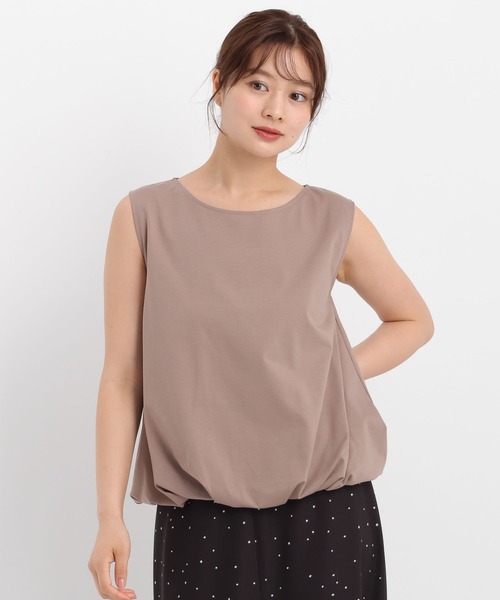 Andemiu(アンデミュウ)の「カットバルーンノースリーブ579074(Tシャツ/カットソー・レディース・モカ/オフホワイト/ブラック・FREE)」の3枚目の写真