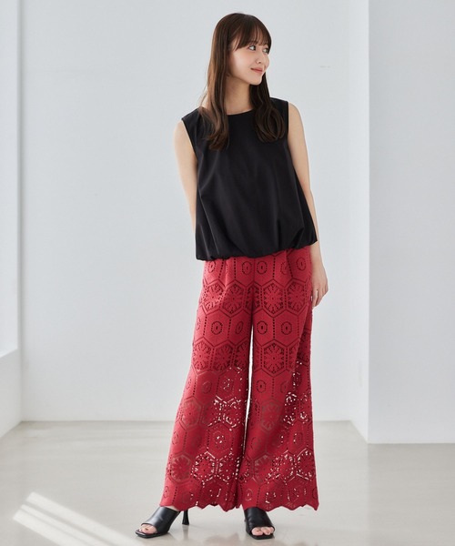 Andemiu(アンデミュウ)の「カットバルーンノースリーブ579074(Tシャツ/カットソー・レディース・モカ/オフホワイト/ブラック・FREE)」の22枚目の写真