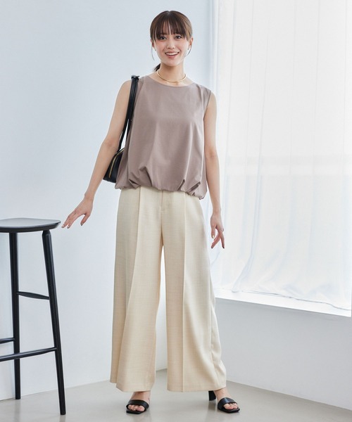 Andemiu(アンデミュウ)の「カットバルーンノースリーブ579074(Tシャツ/カットソー・レディース・モカ/オフホワイト/ブラック・FREE)」の20枚目の写真