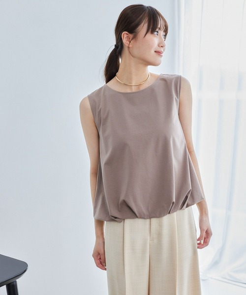 Andemiu(アンデミュウ)の「カットバルーンノースリーブ579074(Tシャツ/カットソー・レディース・モカ/オフホワイト/ブラック・FREE)」の19枚目の写真