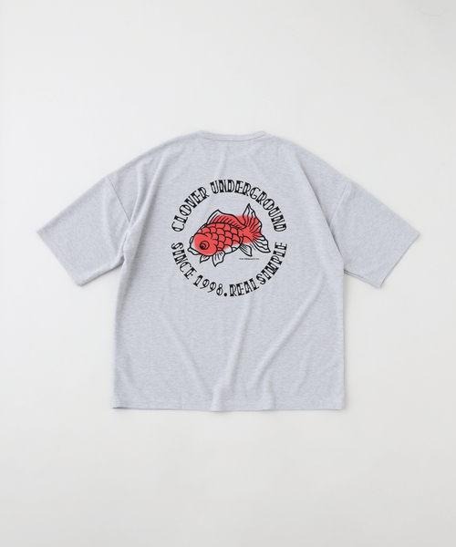 Cloveru（クローバル）の「Cloveru / クローバル Japan Made Recycle GOLD FISH WIDE Tee（Tシャツ/カットソー・メンズ・ホワイト/ネイビー/グレー/オレンジ・MEDIUM/LARGE）」の5枚目の写真
