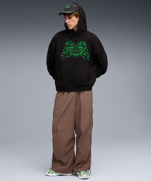 PUMA（プーマ）の「PUMA/プーマ RIPNDIPコラボ BOXY GRAPHIC HO パーカー/プルオーバー 632414（パーカー・メンズ・パープル/ブラウン/ブラック・XL/M/L）」の6枚目の写真