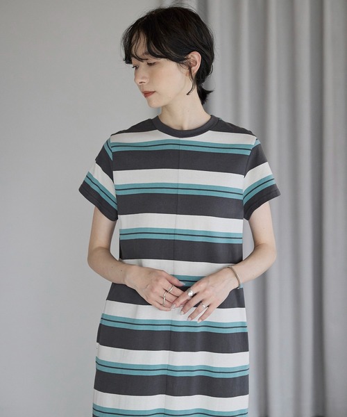 ワンピース butamaru 2025 SS】マルチボーダーカットワンピース（ワンピース）｜amini