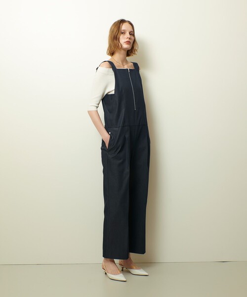 セール】リジッドデニムライクオールインワン（サロペット
