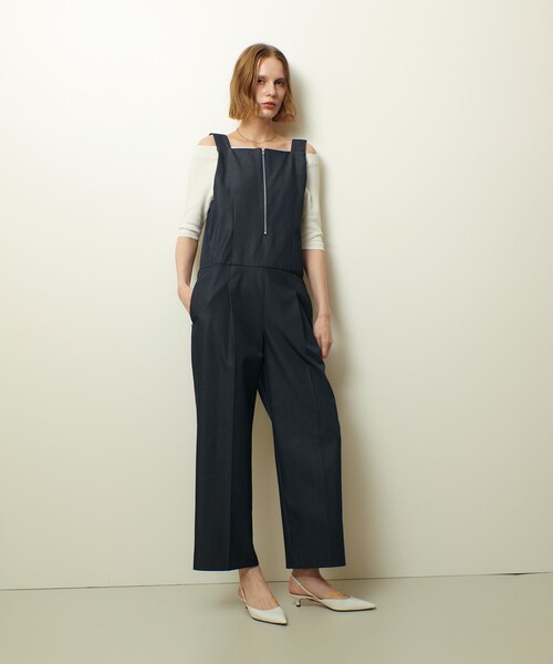 allureville（アルアバイル）の「リジッドデニムライクオールインワン（サロペット/オーバーオール・レディース・ネイビー・1/2）」の2枚目の写真