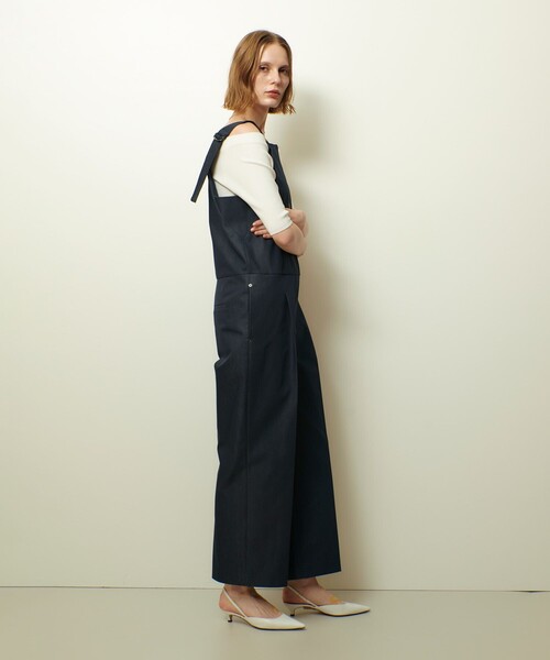 allureville（アルアバイル）の「リジッドデニムライクオールインワン（サロペット/オーバーオール・レディース・ネイビー・1/2）」の4枚目の写真