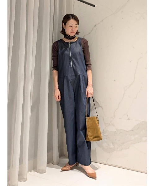 allureville（アルアバイル）の「リジッドデニムライクオールインワン（サロペット/オーバーオール・レディース・ネイビー・1/2）」の9枚目の写真
