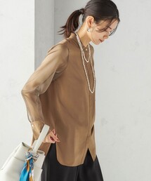 〈手洗い可能〉シアー 袖 ポケット デザイン シャツ