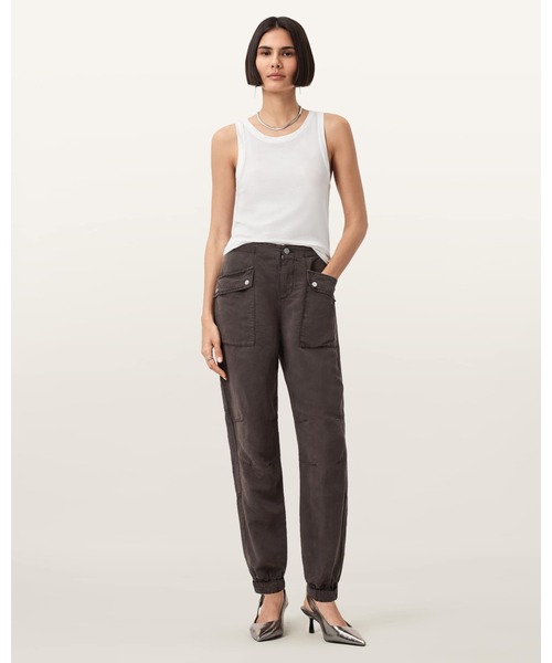 ALLSAINTS（オールセインツ）の「VAL CARGO LINEN BLEND TROUSERS | VAL カーゴ リネン ブレンド トラウザー（カーゴパンツ・レディース・ダークブラウン・4/6/8/10）」の6枚目の写真