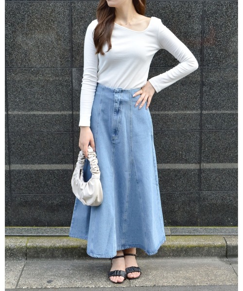 spiritoso(スピリトーゾ)の「【spiritoso】長袖テレコ アシメネック トップス(Tシャツ/カットソー・レディース・ダークブラウン/グリーン/レンガ/ベージュ/パープル/ブラック/サックスブルー/オフホワイト・MEDIUM)」の13枚目の写真