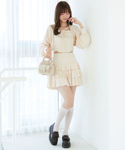 MAJESTIC LEGON（マジェスティックレゴン）の「ラインストーンキャミ＆ボレロセット（アンサンブル・レディース・ピンク/チャコールグレー/ブラック・MEDIUM）」の7枚目の写真