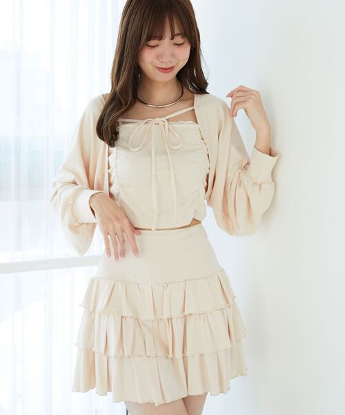 MAJESTIC LEGON（マジェスティックレゴン）の「ラインストーンキャミ＆ボレロセット（アンサンブル・レディース・ピンク/チャコールグレー/ブラック・MEDIUM）」の10枚目の写真