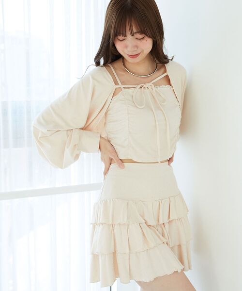 MAJESTIC LEGON（マジェスティックレゴン）の「ラインストーンキャミ＆ボレロセット（アンサンブル・レディース・ピンク/チャコールグレー/ブラック・MEDIUM）」の11枚目の写真