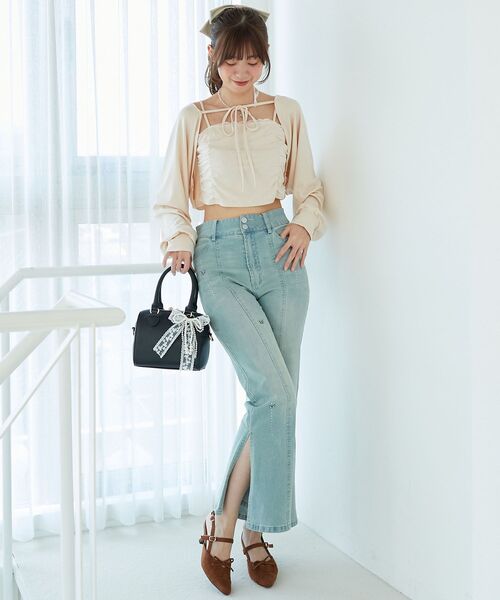 MAJESTIC LEGON（マジェスティックレゴン）の「ラインストーンキャミ＆ボレロセット（アンサンブル・レディース・ピンク/チャコールグレー/ブラック・MEDIUM）」の14枚目の写真