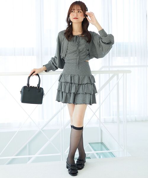 MAJESTIC LEGON（マジェスティックレゴン）の「ラインストーンキャミ＆ボレロセット（アンサンブル・レディース・ピンク/チャコールグレー/ブラック・MEDIUM）」の15枚目の写真