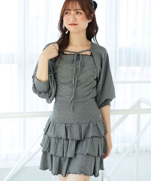 MAJESTIC LEGON（マジェスティックレゴン）の「ラインストーンキャミ＆ボレロセット（アンサンブル・レディース・ピンク/チャコールグレー/ブラック・MEDIUM）」の17枚目の写真