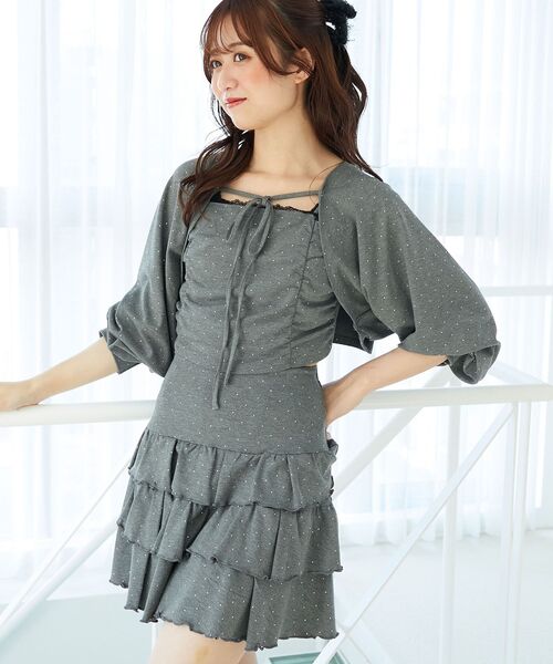 MAJESTIC LEGON（マジェスティックレゴン）の「ラインストーンキャミ＆ボレロセット（アンサンブル・レディース・ピンク/チャコールグレー/ブラック・MEDIUM）」の18枚目の写真