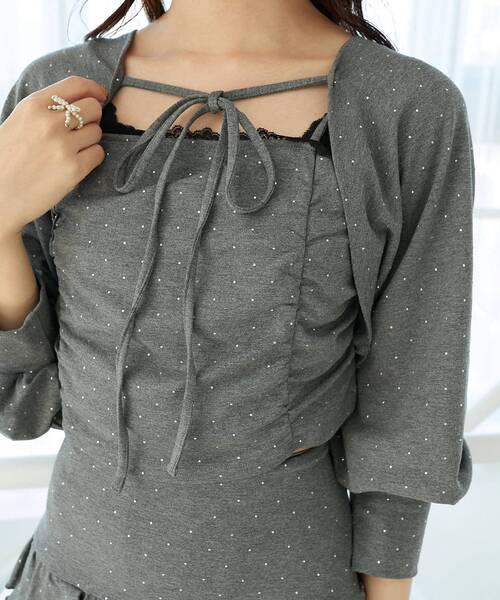 MAJESTIC LEGON（マジェスティックレゴン）の「ラインストーンキャミ＆ボレロセット（アンサンブル・レディース・ピンク/チャコールグレー/ブラック・MEDIUM）」の19枚目の写真