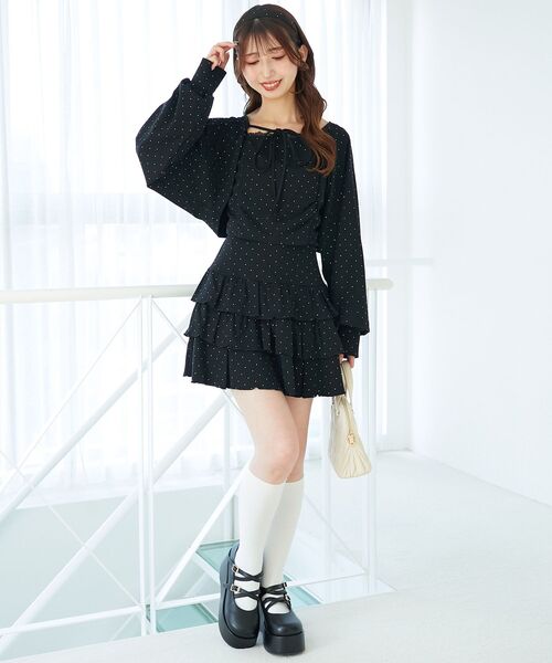 MAJESTIC LEGON（マジェスティックレゴン）の「ラインストーンキャミ＆ボレロセット（アンサンブル・レディース・ピンク/チャコールグレー/ブラック・MEDIUM）」の20枚目の写真