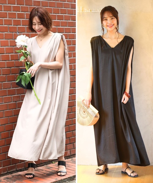 Ehre style(エーレスタイル)の「二次会もOK!そのまま高見え大人夏ワンピ(ワンピース・レディース・ブラック/ベージュ・FREE)」の10枚目の写真
