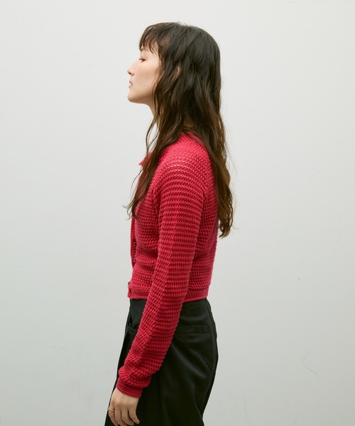 Lutim by u(ルチバイユー)の「Basket knit cardigan with raglan sleeves / バスケット編みラグランカーディガン(カーディガン/ボレロ・レディース・ブラック/ナチュラル/レッド・FREE)」の14枚目の写真