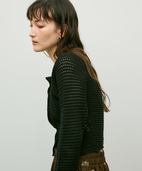 Lutim by u(ルチバイユー)の「Basket knit cardigan with raglan sleeves / バスケット編みラグランカーディガン(カーディガン/ボレロ・レディース・ブラック/ナチュラル/レッド・FREE)」の10枚目の写真
