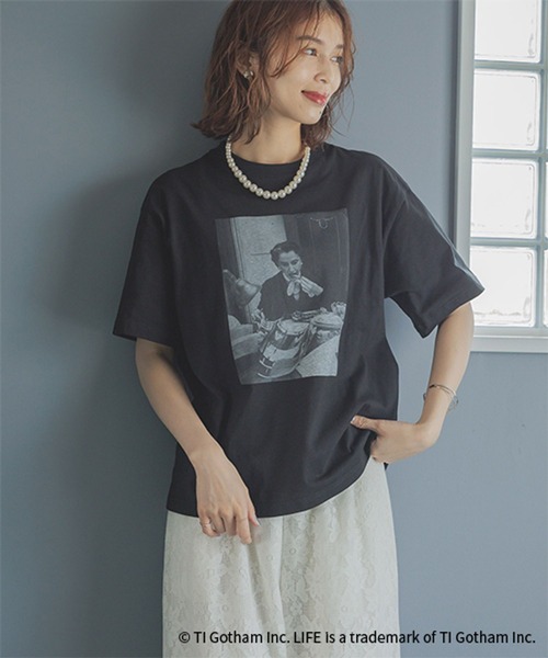 studio CLIP（スタディオクリップ）の「LIFE フォトグラフィックTシャツ（Tシャツ/カットソー・レディース・ホワイト/グレー/ブラック・REGULAR/BIG(L)）」の2枚目の写真