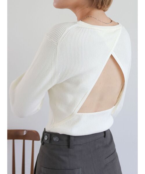 Ungrid（アングリッド）の「バックデザインニット（ニット/セーター・レディース・オフホワイト/ブラック/グリーン・FREE）」の7枚目の写真