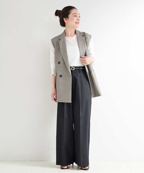 B.C STOCK(ベーセーストック)の「ウォッシャブル / TCツイルチノパンツ(チノパンツ・レディース・ブラック/ベージュ・FREE)」の3枚目の写真