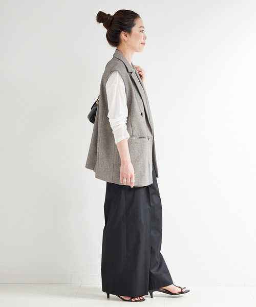 B.C STOCK(ベーセーストック)の「ウォッシャブル / TCツイルチノパンツ(チノパンツ・レディース・ブラック/ベージュ・FREE)」の4枚目の写真