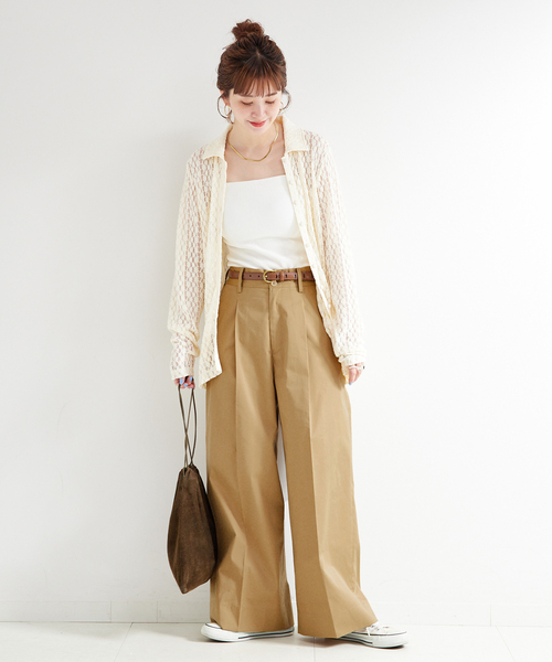 B.C STOCK(ベーセーストック)の「ウォッシャブル / TCツイルチノパンツ(チノパンツ・レディース・ブラック/ベージュ・FREE)」の12枚目の写真