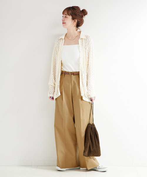 B.C STOCK(ベーセーストック)の「ウォッシャブル / TCツイルチノパンツ(チノパンツ・レディース・ブラック/ベージュ・FREE)」の13枚目の写真