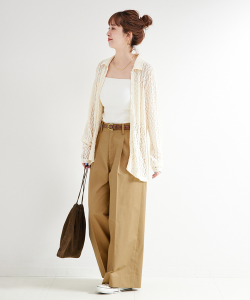 B.C STOCK(ベーセーストック)の「ウォッシャブル / TCツイルチノパンツ(チノパンツ・レディース・ブラック/ベージュ・FREE)」の14枚目の写真