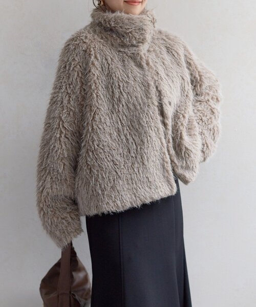 Thevon(ゼボン)の「MIXファースタンドブルゾン(ブルゾン・レディース・チャコールグレー/オフホワイト/グレイッシュベージュ・FREE)」の21枚目の写真