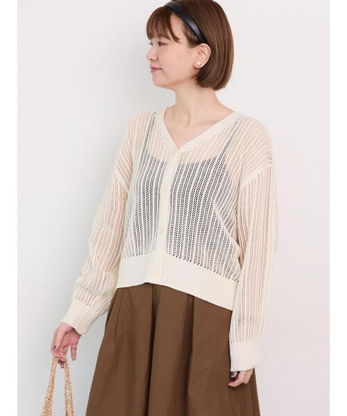 セール】メッシュ編みVネックカーディガン（カーディガン/ボレロ