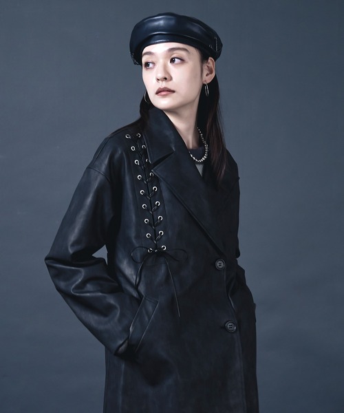 【売切商品】ellno loset ロングコート 2WAYケープロングコート（ステンカラーコート）｜Ellno Loset