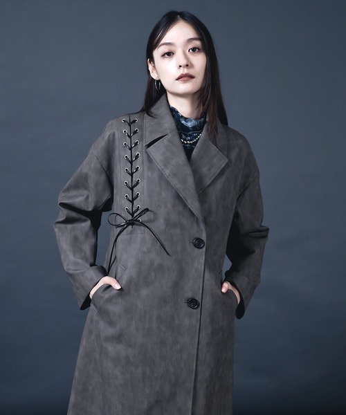 【売切商品】ellno loset ロングコート 2WAYケープロングコート（ステンカラーコート）｜Ellno Loset