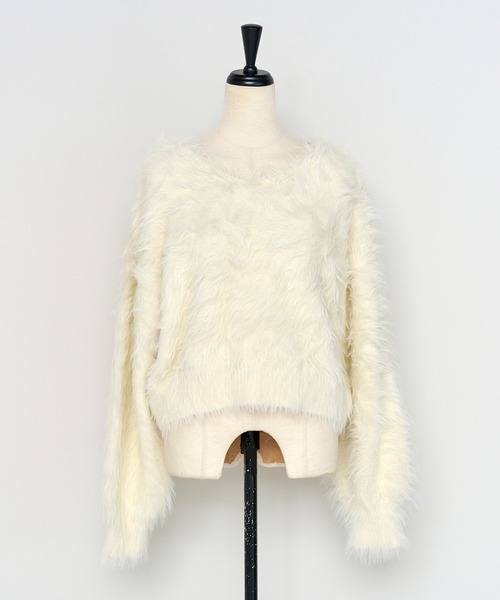 ENC（エンク）の「fluffy shaggy knit pullover / ふんわりシャギーニットプルオーバー（ニット/セーター・レディース・モカ/ブラック/アイボリー・FREE）」の10枚目の写真