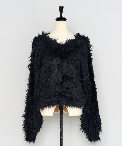 ENC（エンク）の「fluffy shaggy knit pullover / ふんわりシャギーニットプルオーバー（ニット/セーター・レディース・モカ/ブラック/アイボリー・FREE）」の11枚目の写真