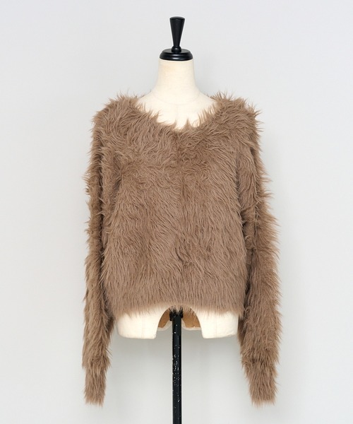 ENC（エンク）の「fluffy shaggy knit pullover / ふんわりシャギーニットプルオーバー（ニット/セーター・レディース・モカ/ブラック/アイボリー・FREE）」の12枚目の写真