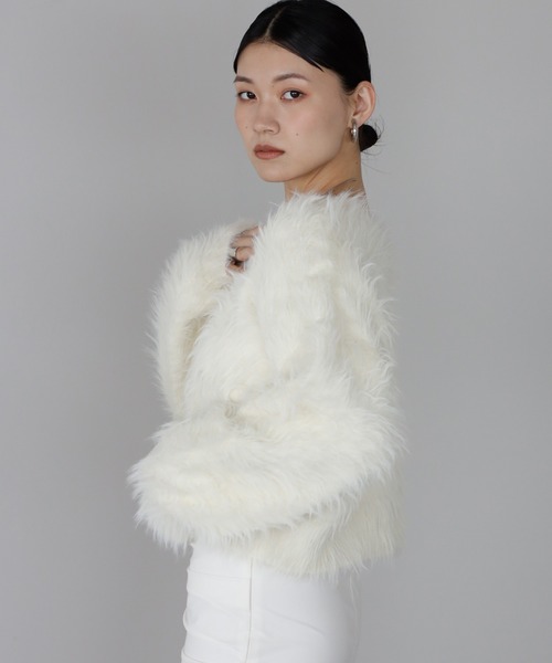 ENC（エンク）の「fluffy shaggy knit pullover / ふんわりシャギーニットプルオーバー（ニット/セーター・レディース・モカ/ブラック/アイボリー・FREE）」の17枚目の写真