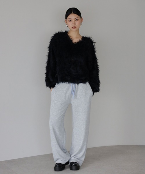 ENC（エンク）の「fluffy shaggy knit pullover / ふんわりシャギーニットプルオーバー（ニット/セーター・レディース・モカ/ブラック/アイボリー・FREE）」の20枚目の写真