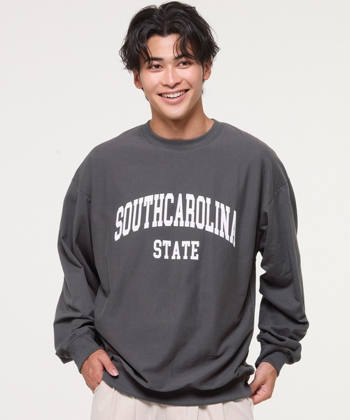 coca(coca)(コカ)の「プリントスウェットトレーナーTシャツ(スウェット・メンズ・ダークグリーン/チャコール/ホワイト/ライトグレー・L/XL/M)」の3枚目の写真
